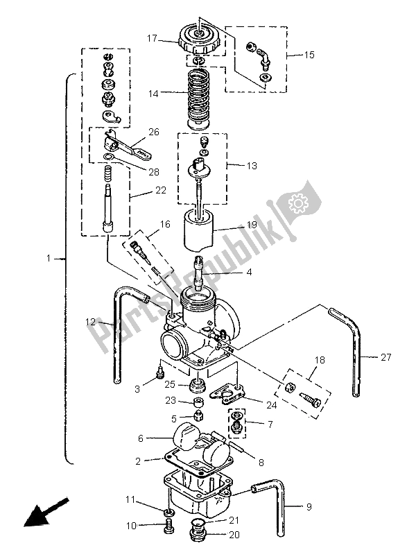 All parts for the Carburetor of the Yamaha WR 250Z 1996