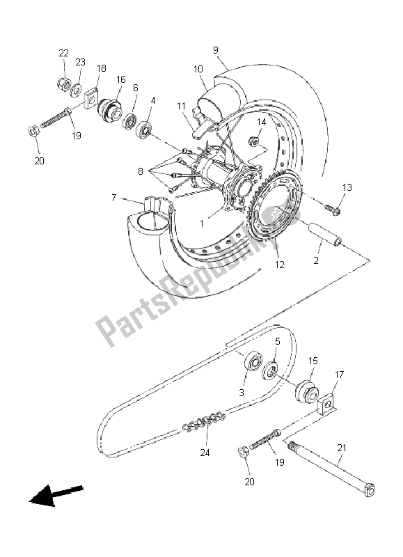 All parts for the Rear Wheel of the Yamaha WR 250X 2011