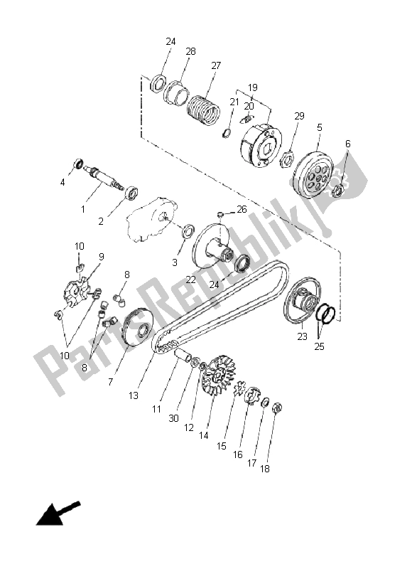All parts for the Clutch of the Yamaha EW 50N Slider 2008