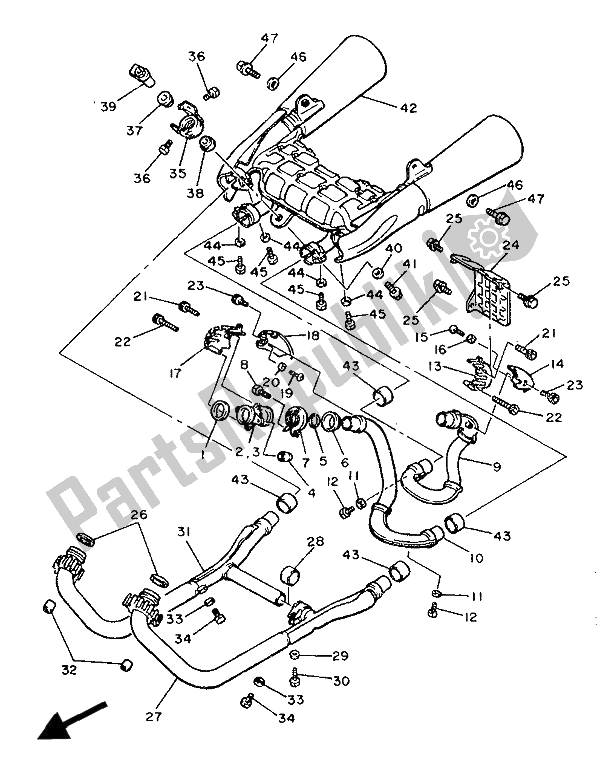 All parts for the Exhaust of the Yamaha V MAX 12 1200 1992