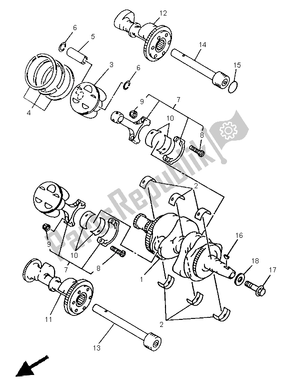 Todas las partes para Cigüeñal Y Pistón de Yamaha TDM 850 1999