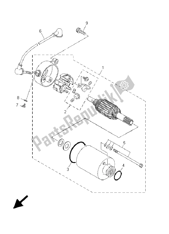 All parts for the Starting Motor of the Yamaha XVS 250 Dragstar 2001