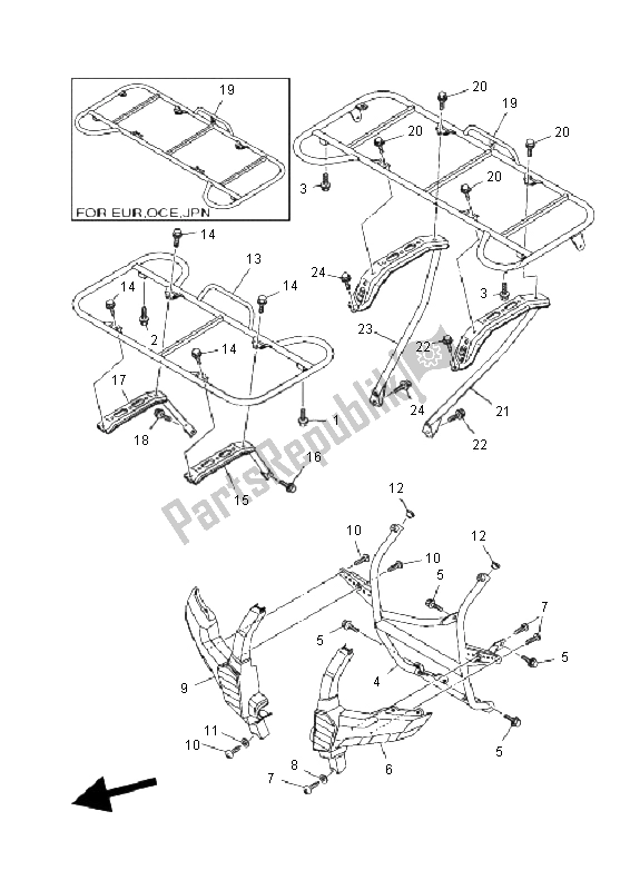 All parts for the Guard of the Yamaha YFM 700F Grizzly EPS 2011