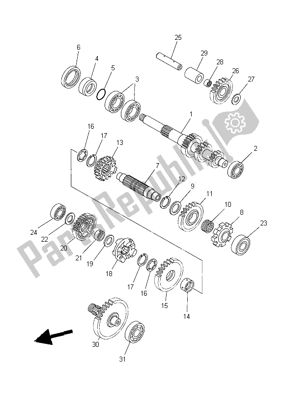 Tutte le parti per il Trasmissione del Yamaha YFM 700F Grizzly SE 2010