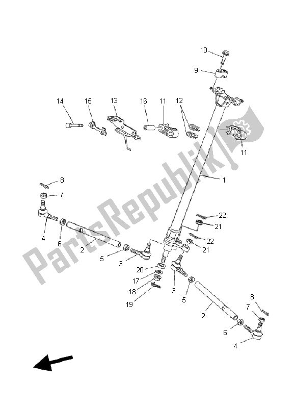 All parts for the Steering of the Yamaha YFM 350R 2008