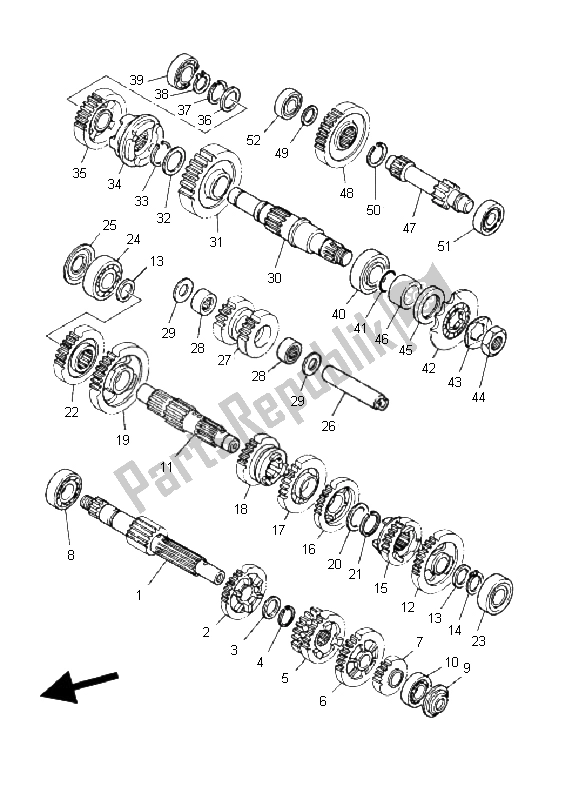 All parts for the Transmission of the Yamaha YFM 350R 2004