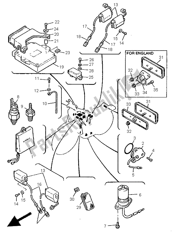 All parts for the Electrical 1 of the Yamaha V MAX 12 1200 1996