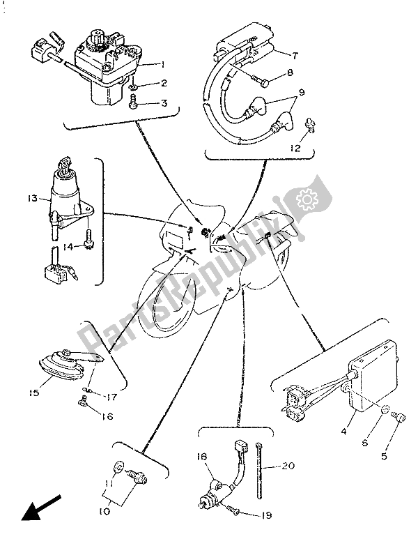 All parts for the Electrical 2 of the Yamaha TZR 250 1987