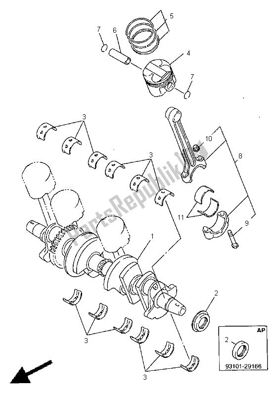 Tutte le parti per il Albero Motore E Pistone del Yamaha FZS 600 1998