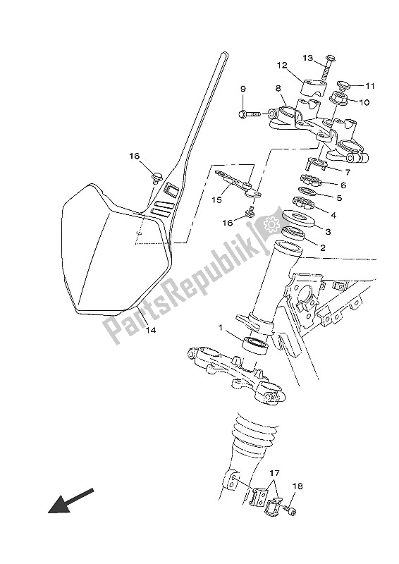 Alle onderdelen voor de Sturen van de Yamaha TT R 125 LW 2016
