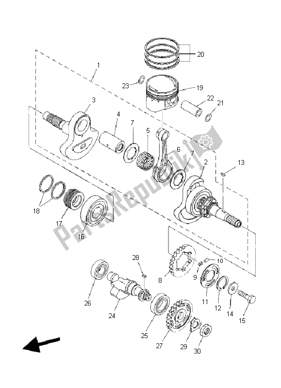 All parts for the Crankshaft & Piston of the Yamaha YFM 350F Grizzly 4X4 2011