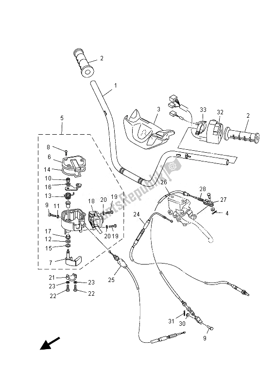 All parts for the Steering Handle & Cable of the Yamaha YFM 550 Fgpled Grizzly 4X4 Yamaha Black 2013