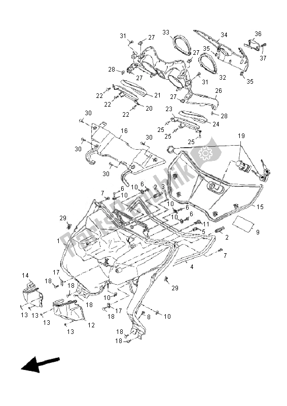 All parts for the Leg Shield of the Yamaha YP 125R X MAX 2010