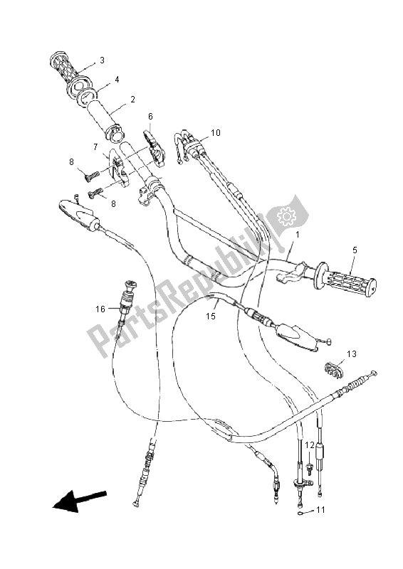 All parts for the Steering Handle & Cable of the Yamaha TT R 125E SW LW 2008