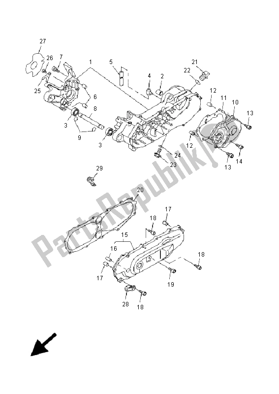 All parts for the Crankcase of the Yamaha CW 50S BWS 2005