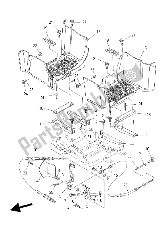 All parts for the Stand & Footrest of the Yamaha YFM 350 FA Bruin 2X4 2004