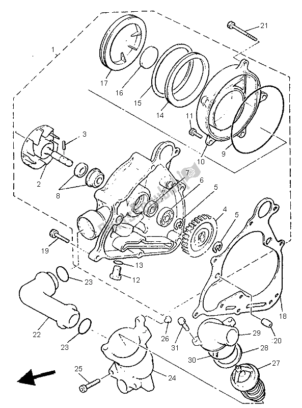 All parts for the Water Pump of the Yamaha V MAX 12 1200 1997