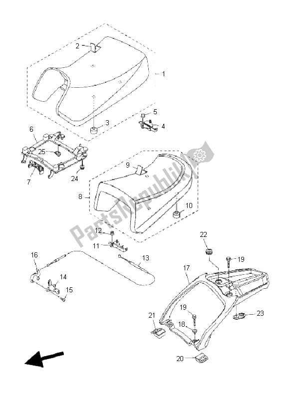 Toutes les pièces pour le Siège du Yamaha FJR 1300A 2009