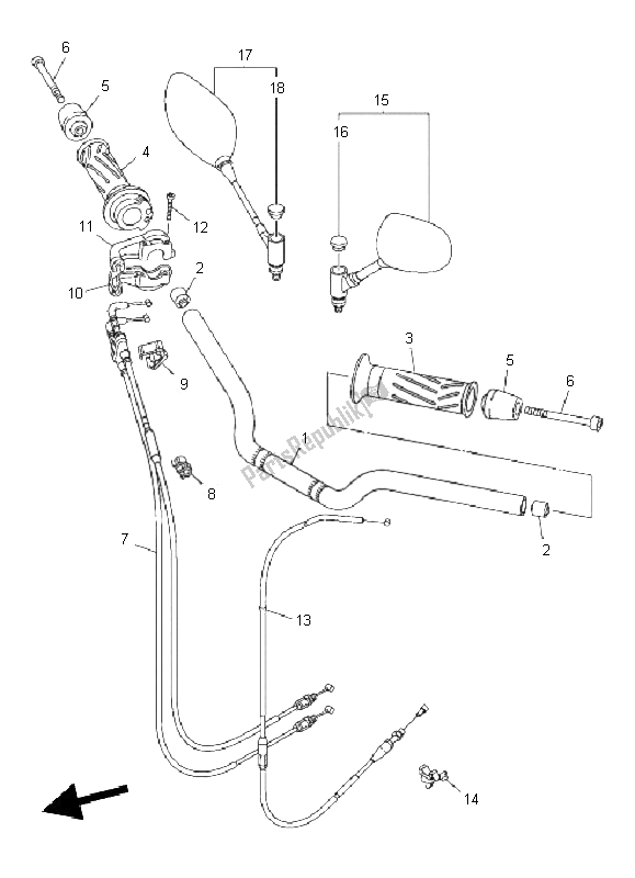 All parts for the Steering Handle & Cable of the Yamaha FZ8 N 800 2011