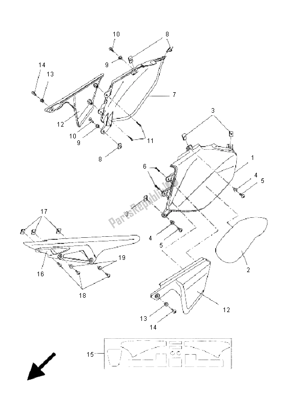 Toutes les pièces pour le Couvercle Latéral du Yamaha DT 50R SM 2011