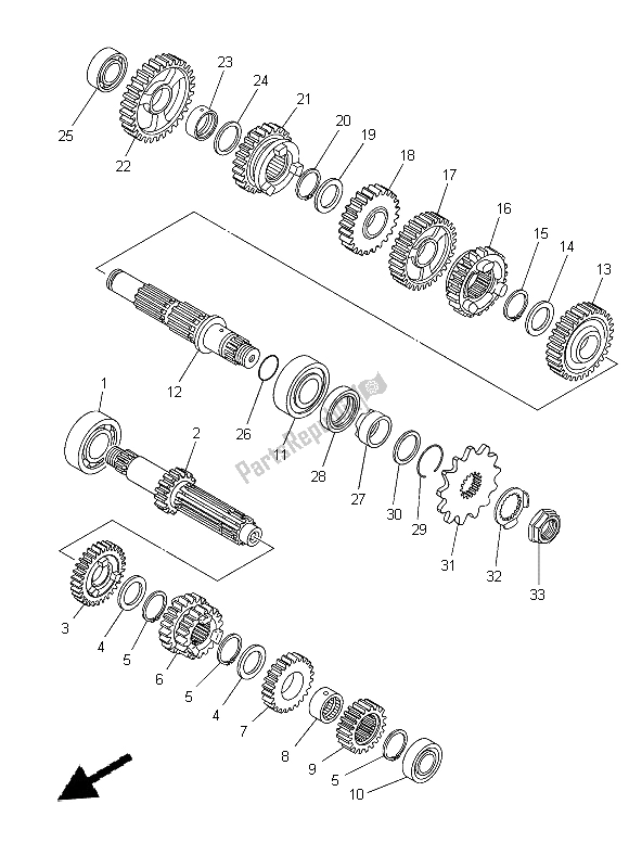 All parts for the Transmission of the Yamaha YZ 250 FX 2015