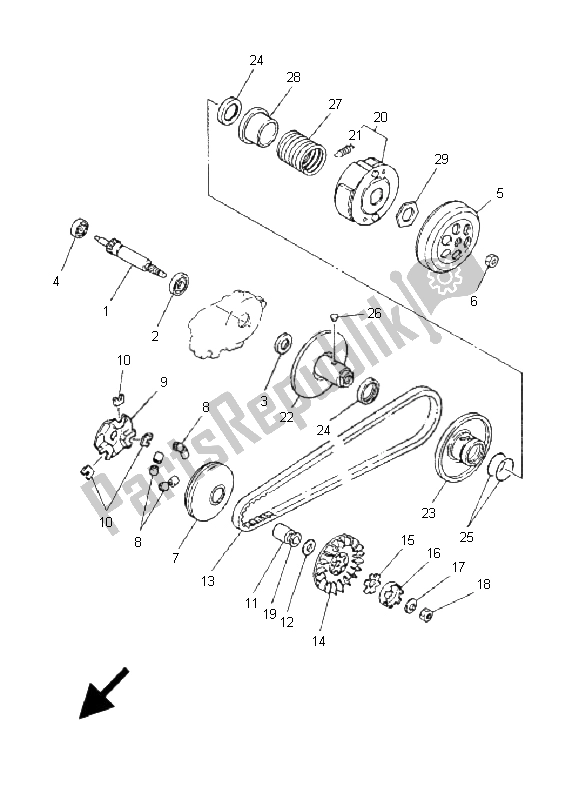 All parts for the Clutch of the Yamaha CS 50R AC JOG 2008