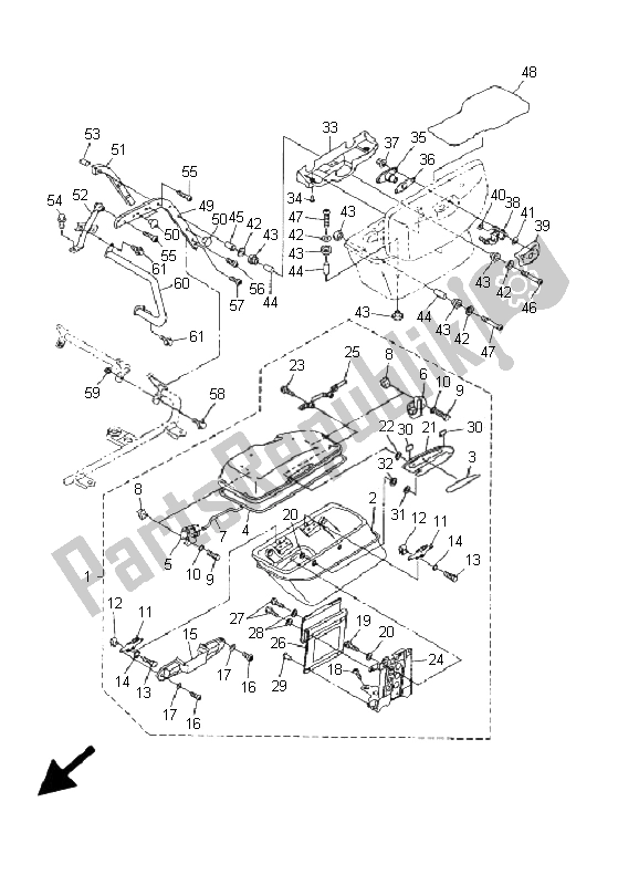 All parts for the Saddle Bag 1 of the Yamaha Xvztf Royalstar Venture 1300 2001