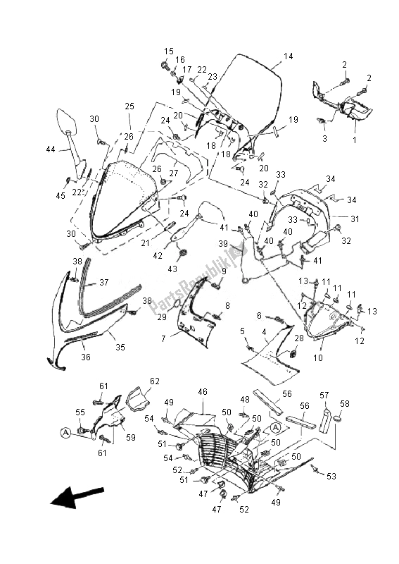 All parts for the Windshield of the Yamaha XP 500 T MAX 2010