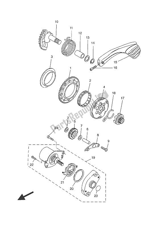 All parts for the Starter of the Yamaha NS 50N 2016