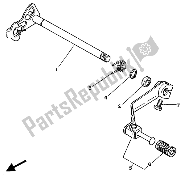 All parts for the Shift Shaft of the Yamaha DT 125E 1989