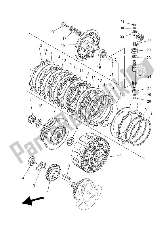 Toutes les pièces pour le Embrayage du Yamaha YFM 700R SE 2012