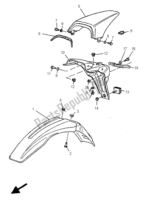 Tutte le parti per il Parafango del Yamaha TT 600E 1997