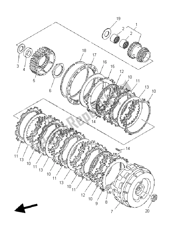 All parts for the Clutch of the Yamaha XP 500A T MAX 2010