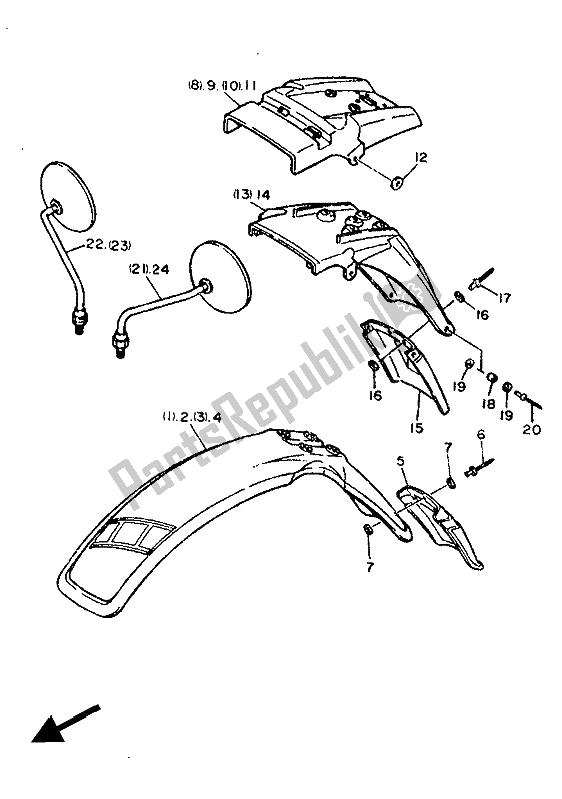 All parts for the Alternate (chassis 2) of the Yamaha XT 600 1986