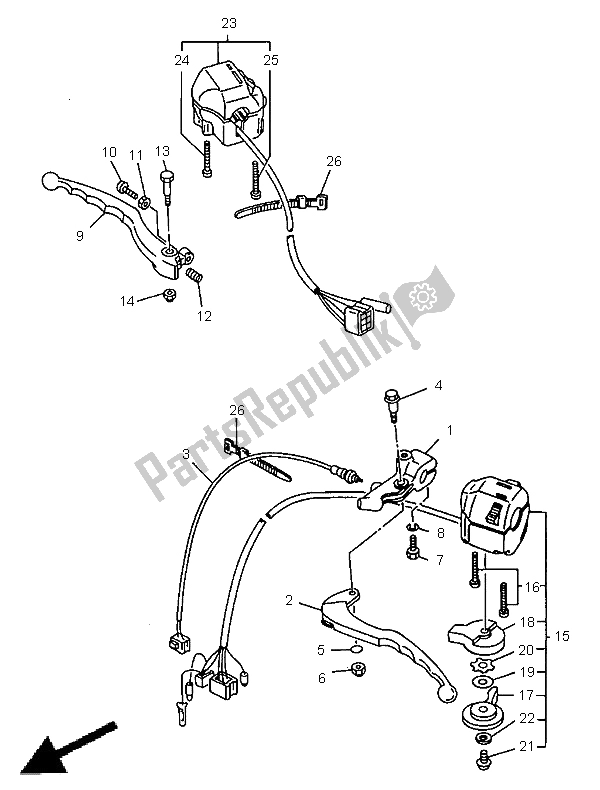 All parts for the Handle Switch & Lever of the Yamaha XV 125 Virago 1998