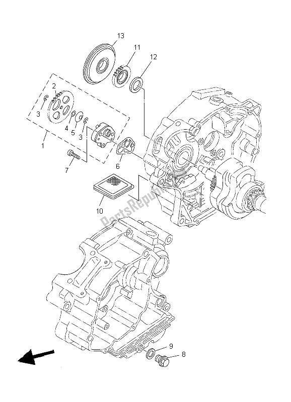 All parts for the Oil Pump of the Yamaha XT 125X 2006