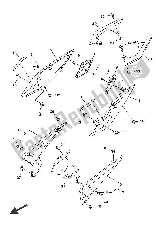 All parts for the Side Cover of the Yamaha XJ6 SA 600 2016