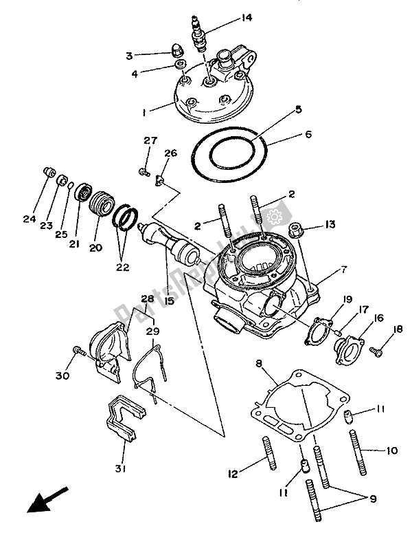 Tutte le parti per il Testata del Yamaha YZ 125 LC 1993