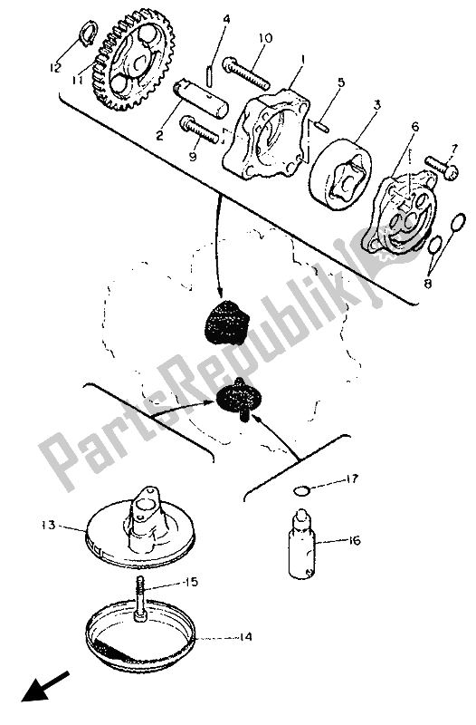 All parts for the Oil Pump of the Yamaha XJ 600S Diversion 1993