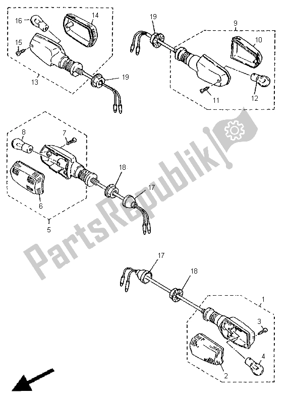 All parts for the Flasher Light of the Yamaha XJ 600N 1998