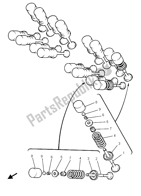 Todas as partes de Válvula do Yamaha FZS 600 Fazer 2003