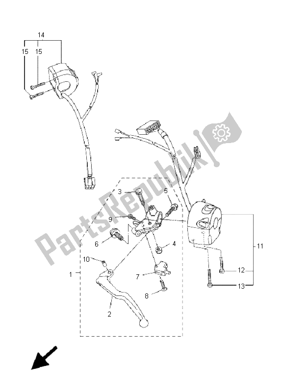 All parts for the Handle Switch & Lever of the Yamaha FZ1 N Fazer 1000 2008