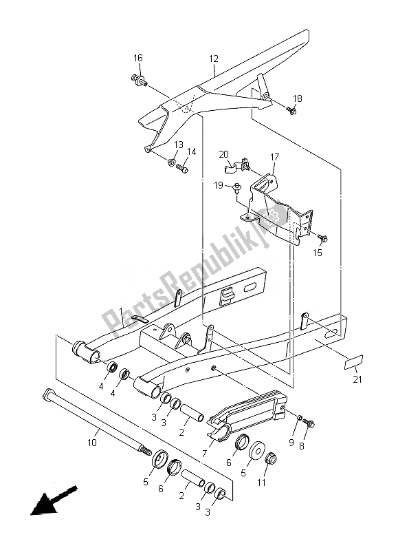 All parts for the Rear Arm of the Yamaha XJ 6N 600 2014