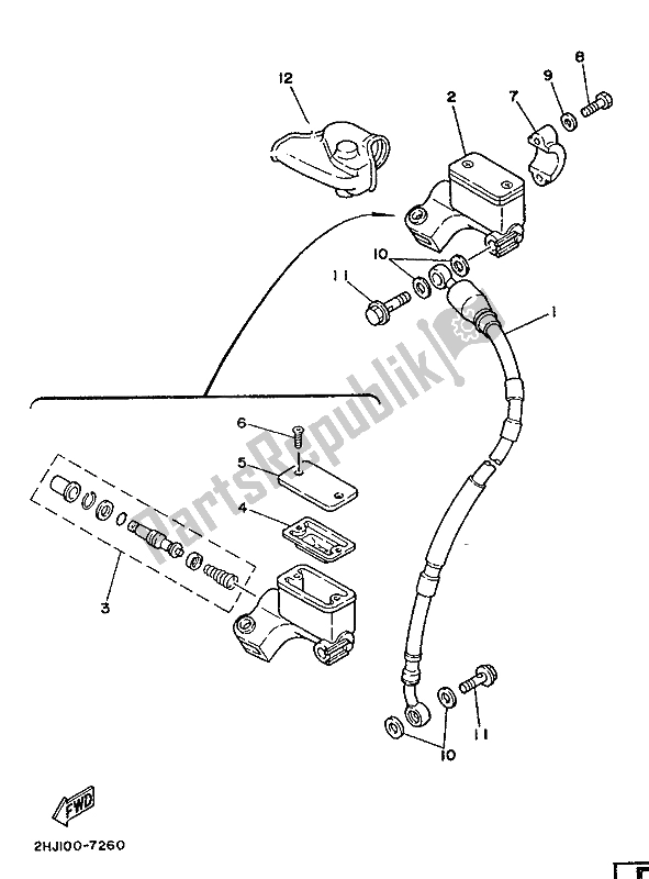 Toutes les pièces pour le Maître-cylindre Avant du Yamaha YZ 250 1987