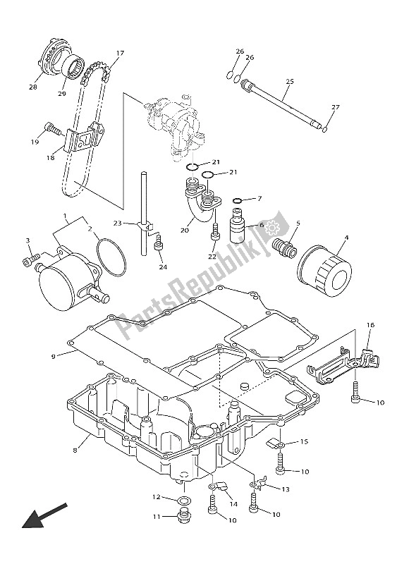 All parts for the Oil Cooler of the Yamaha FJR 1300A 2016