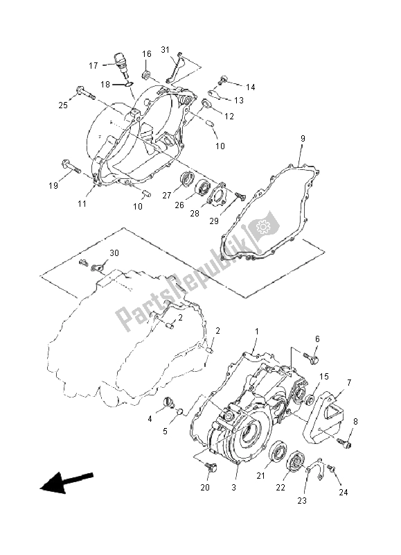 All parts for the Crankcase Cover 1 of the Yamaha YFM 350 FW Wolverine 4X4 2001