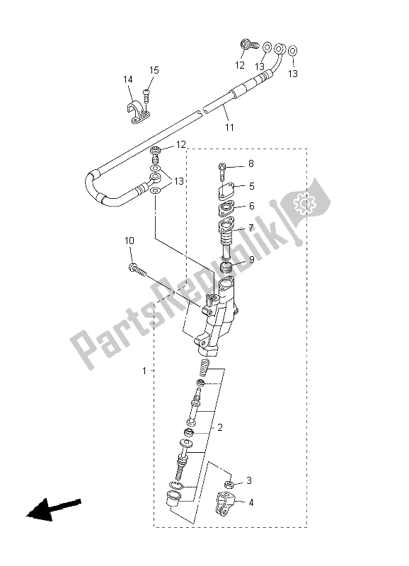 All parts for the Rear Master Cylinder of the Yamaha WR 250F 2004