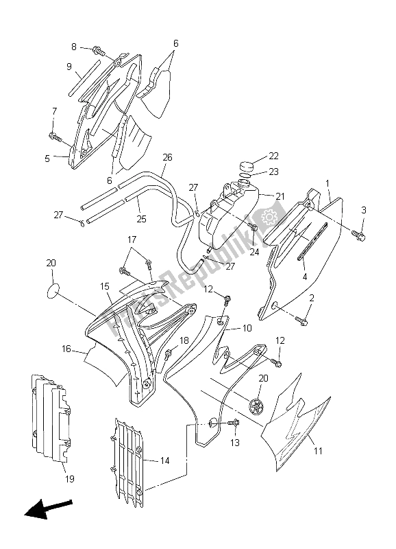 Tutte le parti per il Coperchio Laterale del Yamaha WR 450F 2004