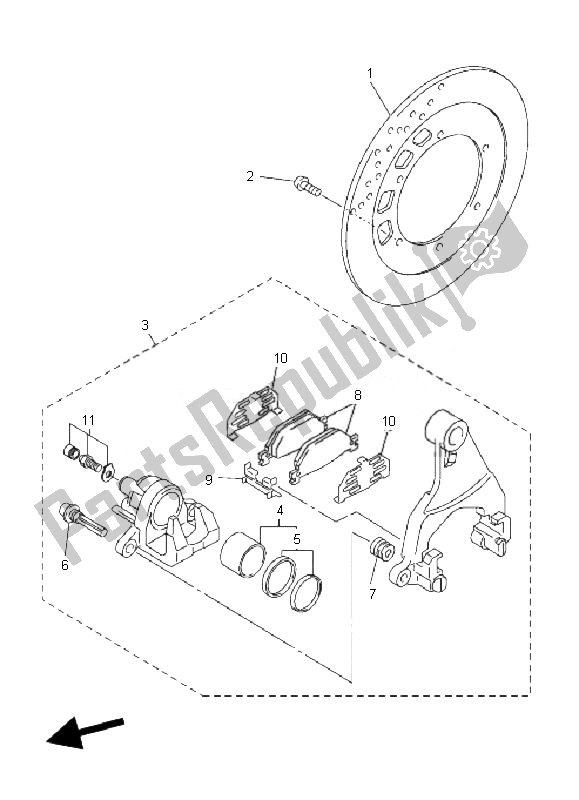 Wszystkie części do Zacisk Hamulca Tylnego Yamaha FJR 1300 AS 2007
