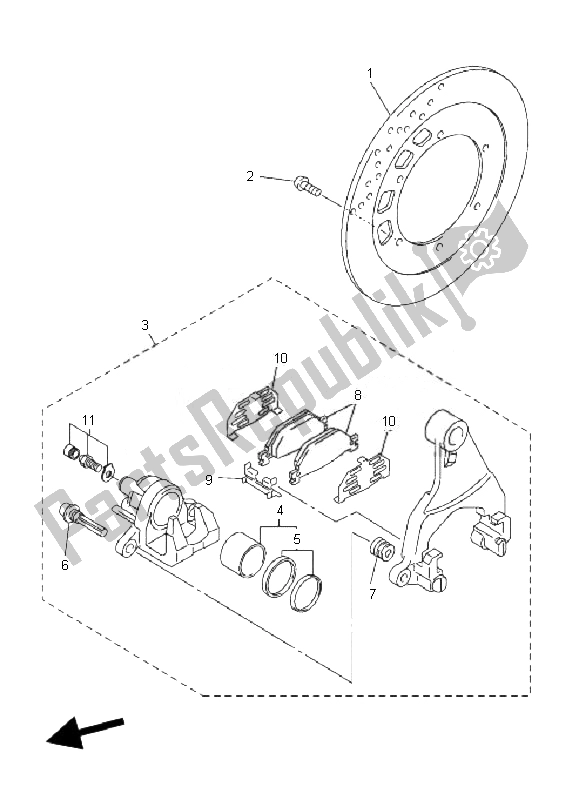 Alle onderdelen voor de Achter Remklauw van de Yamaha FJR 1300 AS 2007